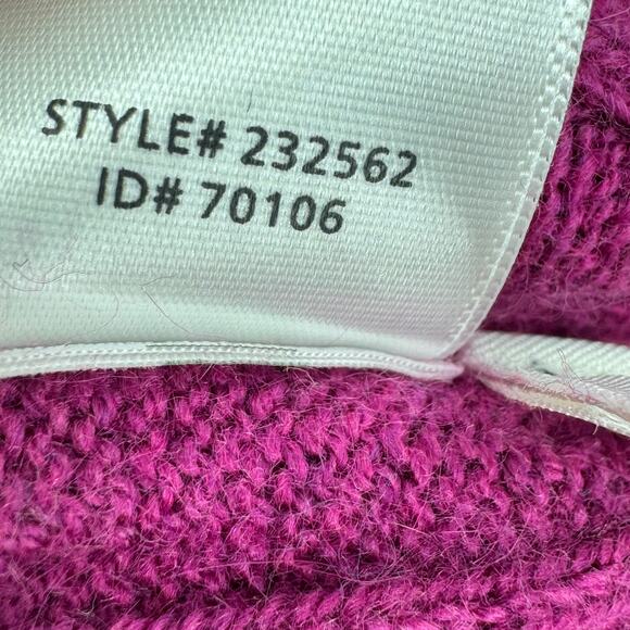 Ann Taylor LOFT sweater L pullover V neck cable knit rabbit hair blend fuchsia - Picture 7 of 7